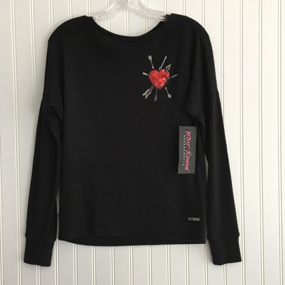 Betsey Johnson Tops - Betsy Johnson LOVE IS ALL THERE IS Performance sweatshirt SIZE XS